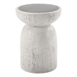 Bowery Hill Round Accent Table with Faux Concrete in Natural Gray
