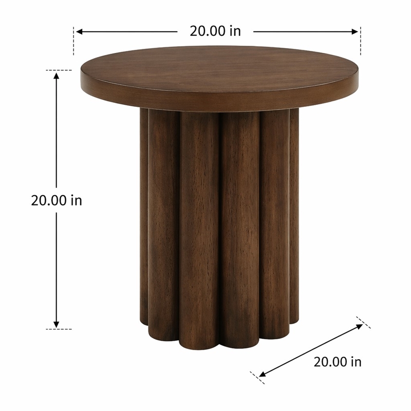 Bowery Hill Round End Table with Veneer Finish in Brown