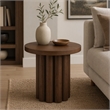 Bowery Hill Round End Table with Veneer Finish in Brown