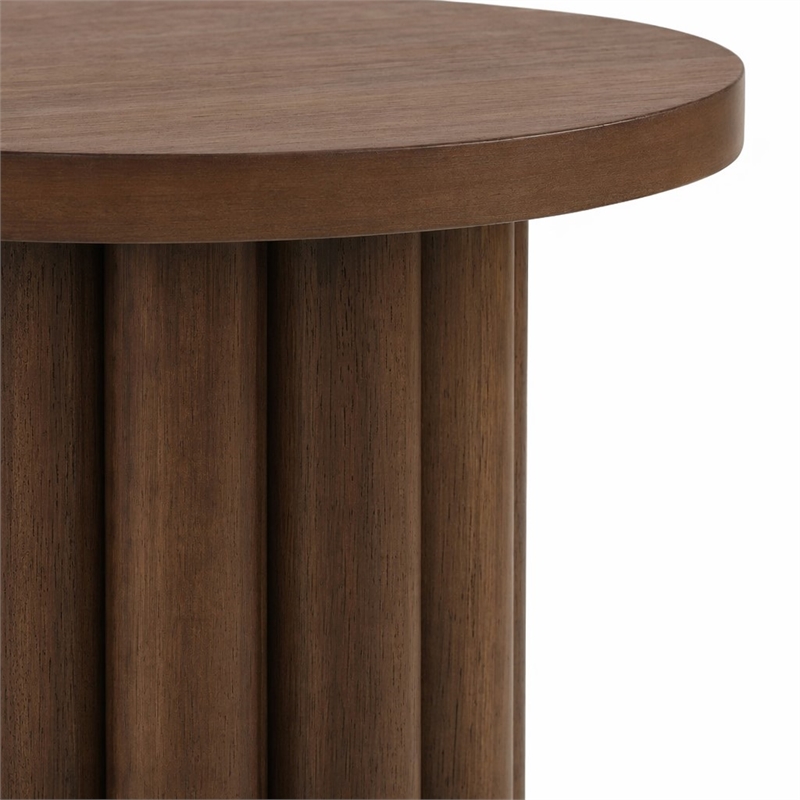 Bowery Hill Round End Table with Veneer Finish in Brown