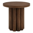 Bowery Hill Round End Table with Veneer Finish in Brown