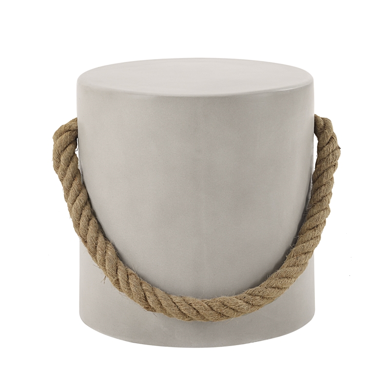 Bowery Hill Cement Concrete Round Accent Table in Natural Gray Finish