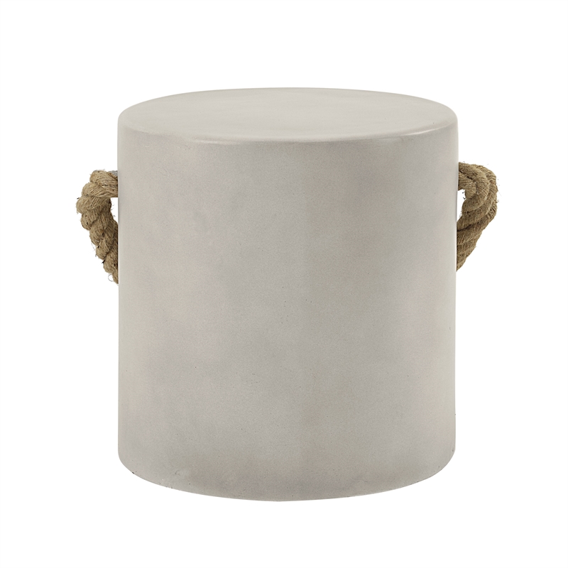 Bowery Hill Cement Concrete Round Accent Table in Natural Gray Finish