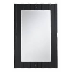 Bowery Hill Rectangular Accent Mirror with Marble Design in Black
