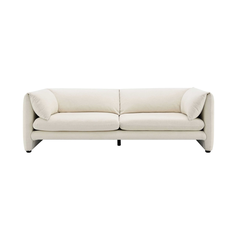 Bowery Hill Contemporary Wood and Fabric Sofa in Beige