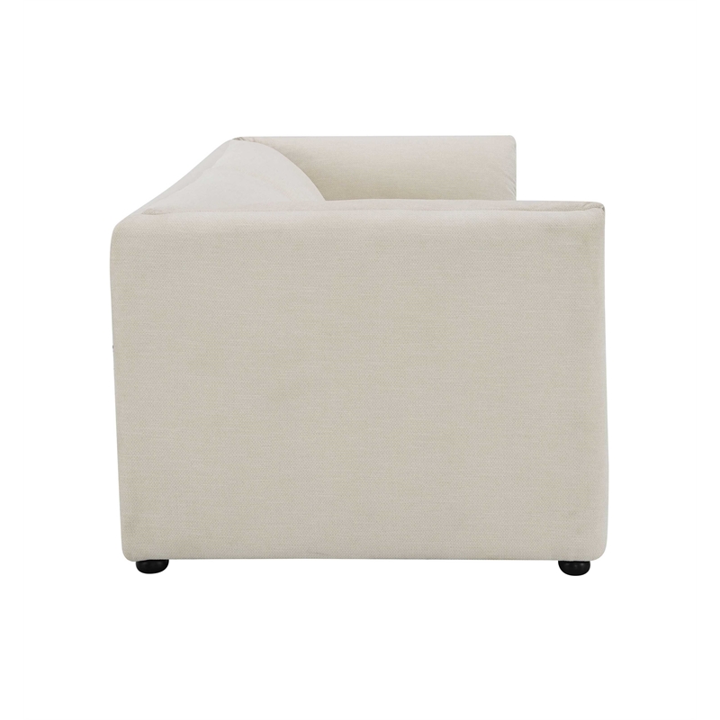 Bowery Hill Contemporary Wood and Fabric Sofa in Beige