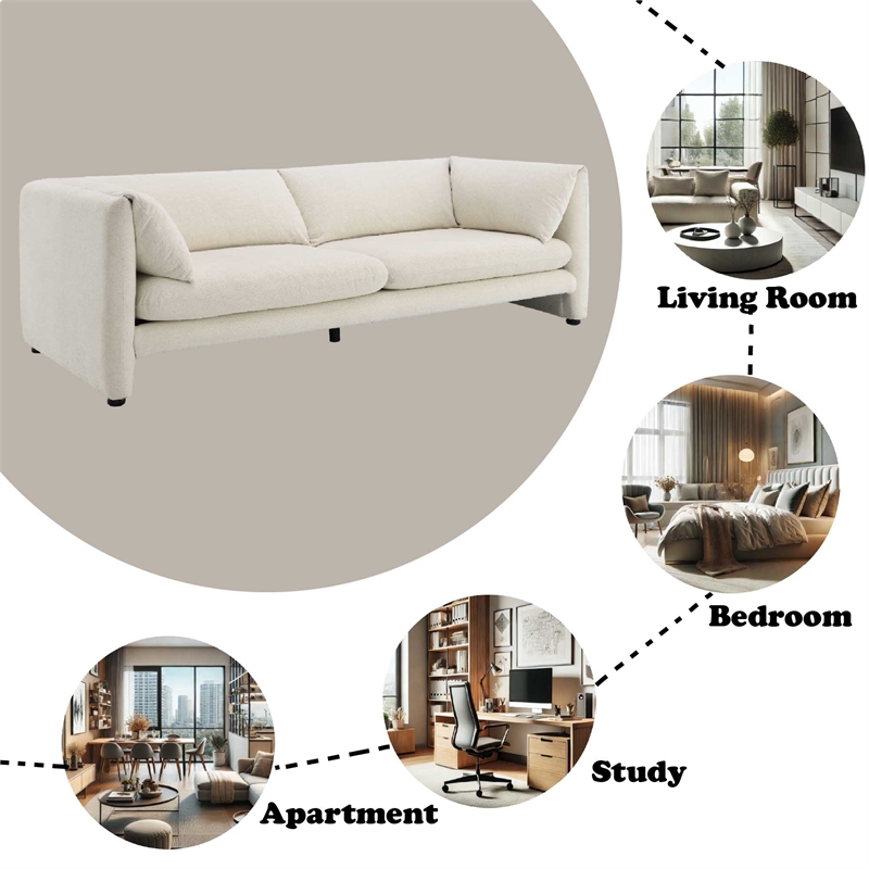 Bowery Hill Contemporary Wood and Fabric Sofa in Beige