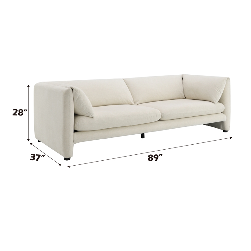 Bowery Hill Contemporary Wood and Fabric Sofa in Beige