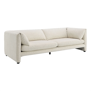 Bowery Hill Contemporary Wood and Fabric Sofa in Beige