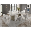 Bowery Hill Rubber Wood Dining Table with Marble Top in Gray Oak