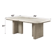 Bowery Hill Rubber Wood Dining Table with Marble Top in Gray Oak