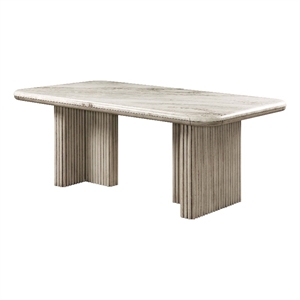 Bowery Hill Rubber Wood Dining Table with Marble Top in Gray Oak