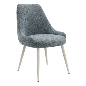 Bowery Hill Metal Upholstered Side Chairs in Blue & Bone White (Set of 2)