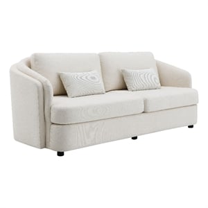 Bowery Hill Wood & Linen Upholstered Sofa with Pillows in Beige