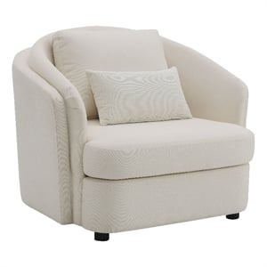 Bowery Hill Linen Upholstered Chair with Pillow in Beige with Pine Frame