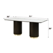 Bowery Hill MDF Artificial Marble Dining Table in White and Espresso