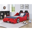Bowery Hill Transitional Red Twin Car Bed with Pine and PU Leather