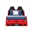 Bowery Hill Transitional Red Twin Car Bed with Pine and PU Leather