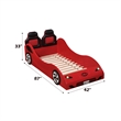 Bowery Hill Transitional Red Twin Car Bed with Pine and PU Leather