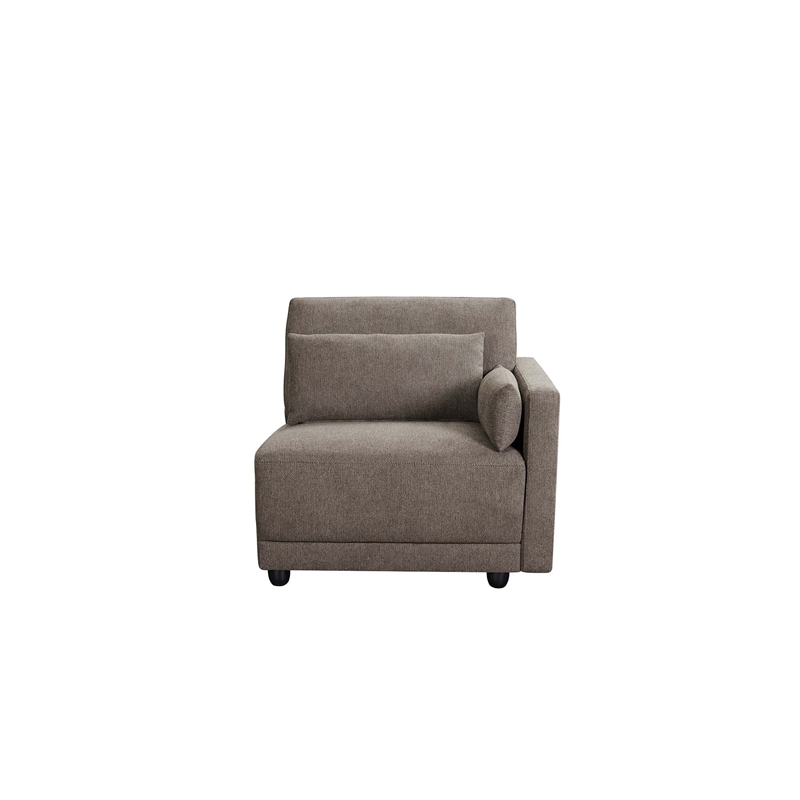 Bowery Hill Right Facing Armrest Chair Upholstered in Gray Linen