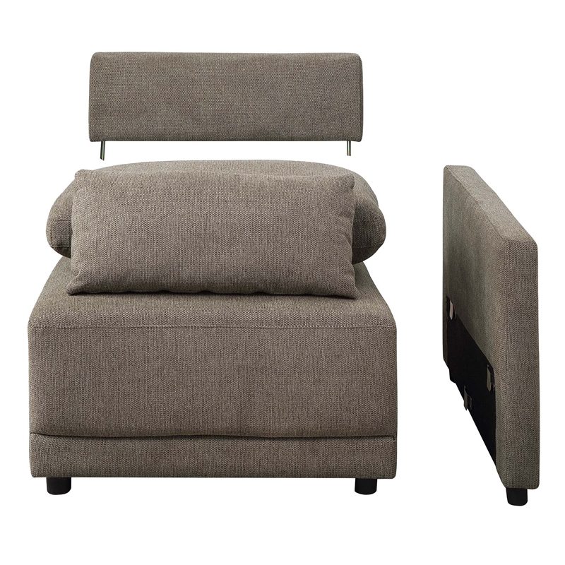 Bowery Hill Right Facing Armrest Chair Upholstered in Gray Linen