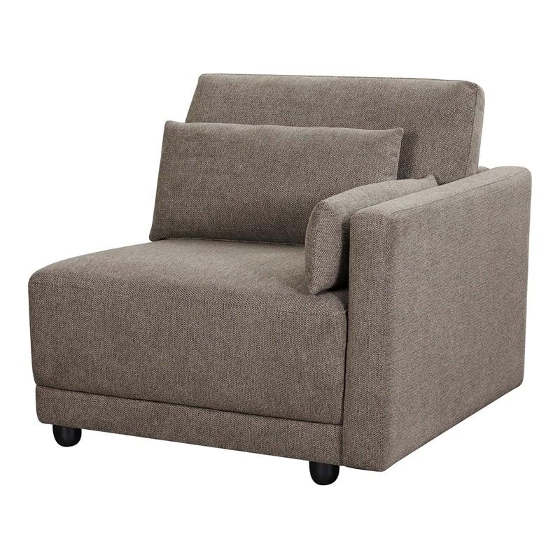 Bowery Hill Right Facing Armrest Chair Upholstered in Gray Linen