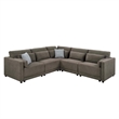 Bowery Hill Armless Chair Upholstered in Durable Gray Linen Fabric
