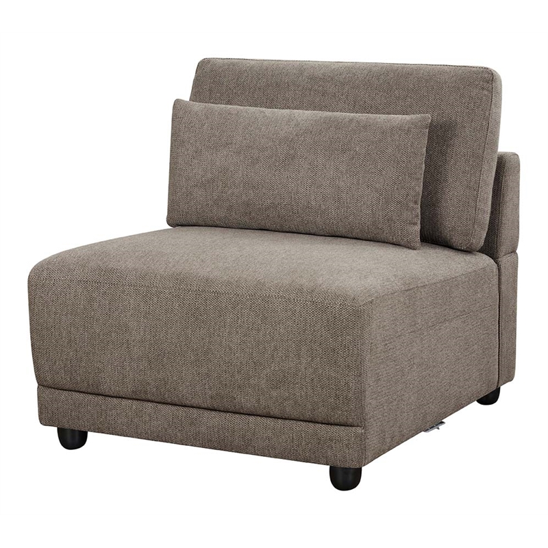 Bowery Hill Armless Chair Upholstered in Durable Gray Linen Fabric