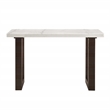 Bowery Hill Marble and Wood Rectangular Sofa Table in White and Brown