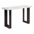 Bowery Hill Marble and Wood Rectangular Sofa Table in White and Brown