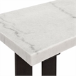 Bowery Hill Marble and Wood Rectangular Sofa Table in White and Brown