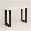 Bowery Hill Marble and Wood Rectangular Sofa Table in White and Brown