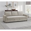 Bowery Hill Linen Upholstered Sleeper Sofa in Beige Fabric