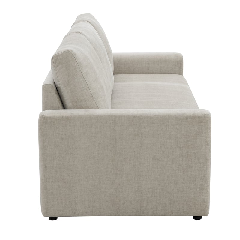 Bowery Hill Linen Upholstered Sleeper Sofa in Beige Fabric
