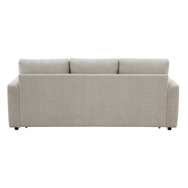 Bowery Hill Linen Upholstered Sleeper Sofa in Beige Fabric