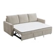 Bowery Hill Linen Upholstered Sleeper Sofa in Beige Fabric