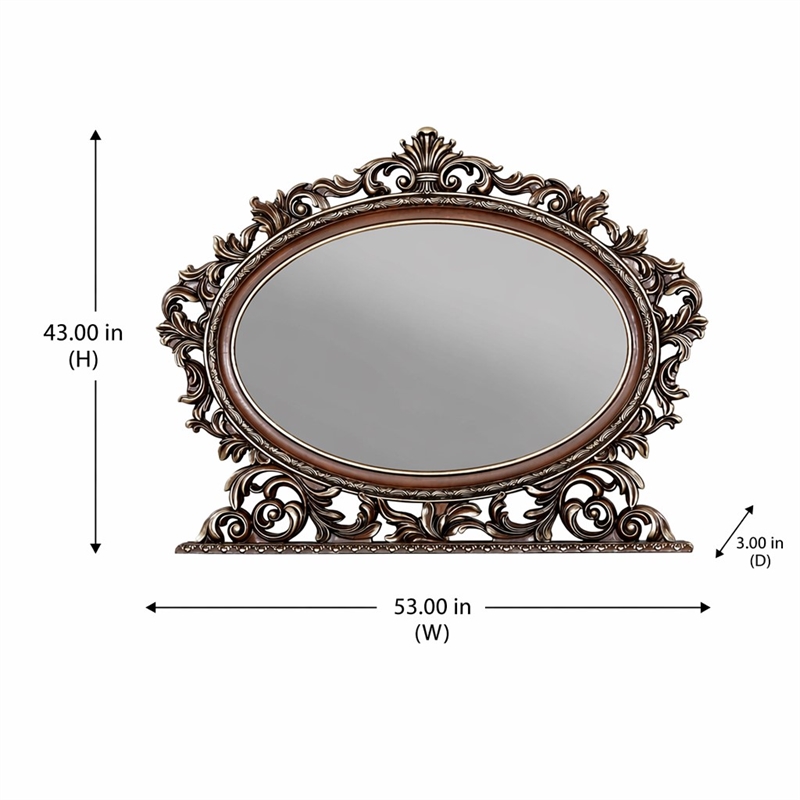 Bowery Hill Oval Mirror with Scrolled Frame in Rich Cherry Finish