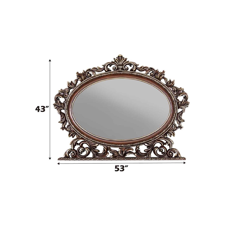 Bowery Hill Oval Mirror with Scrolled Frame in Rich Cherry Finish