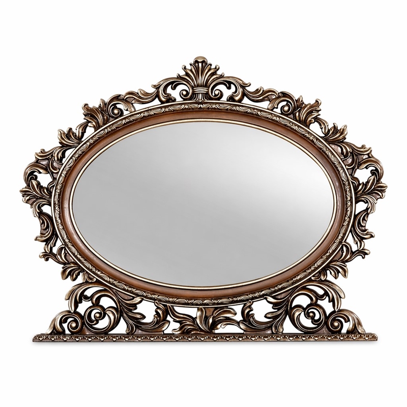 Bowery Hill Oval Mirror with Scrolled Frame in Rich Cherry Finish