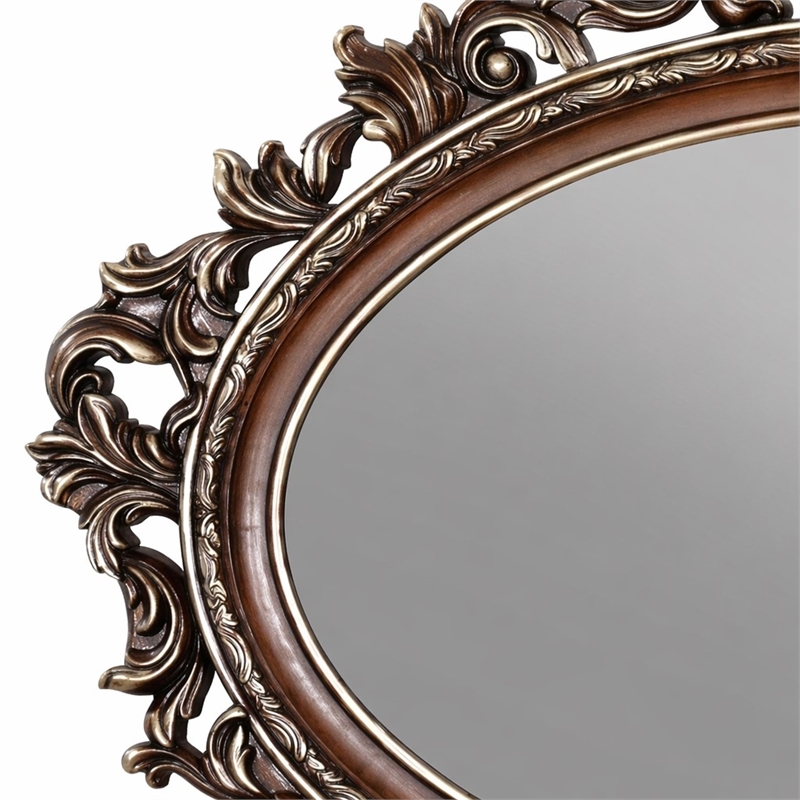 Bowery Hill Oval Mirror with Scrolled Frame in Rich Cherry Finish