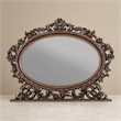 Bowery Hill Oval Mirror with Scrolled Frame in Rich Cherry Finish