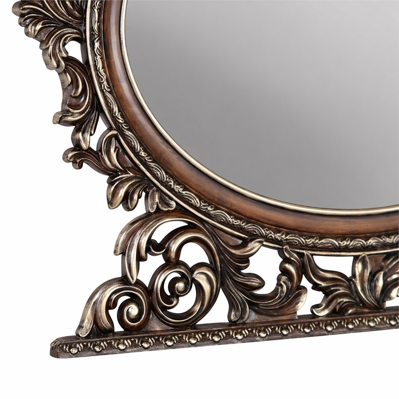 Bowery Hill Oval Mirror with Scrolled Frame in Rich Cherry Finish