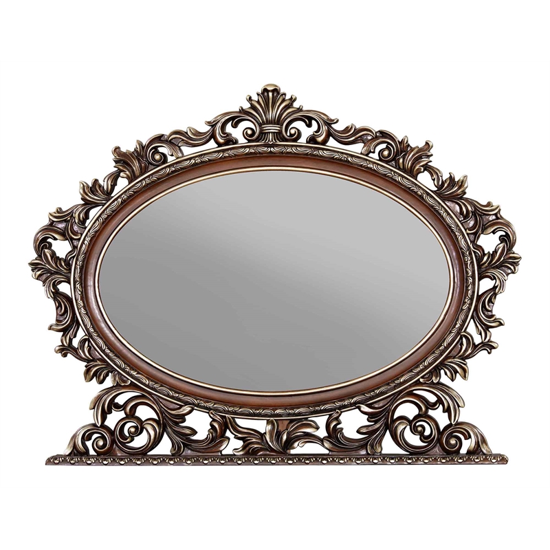 Bowery Hill Oval Mirror with Scrolled Frame in Rich Cherry Finish