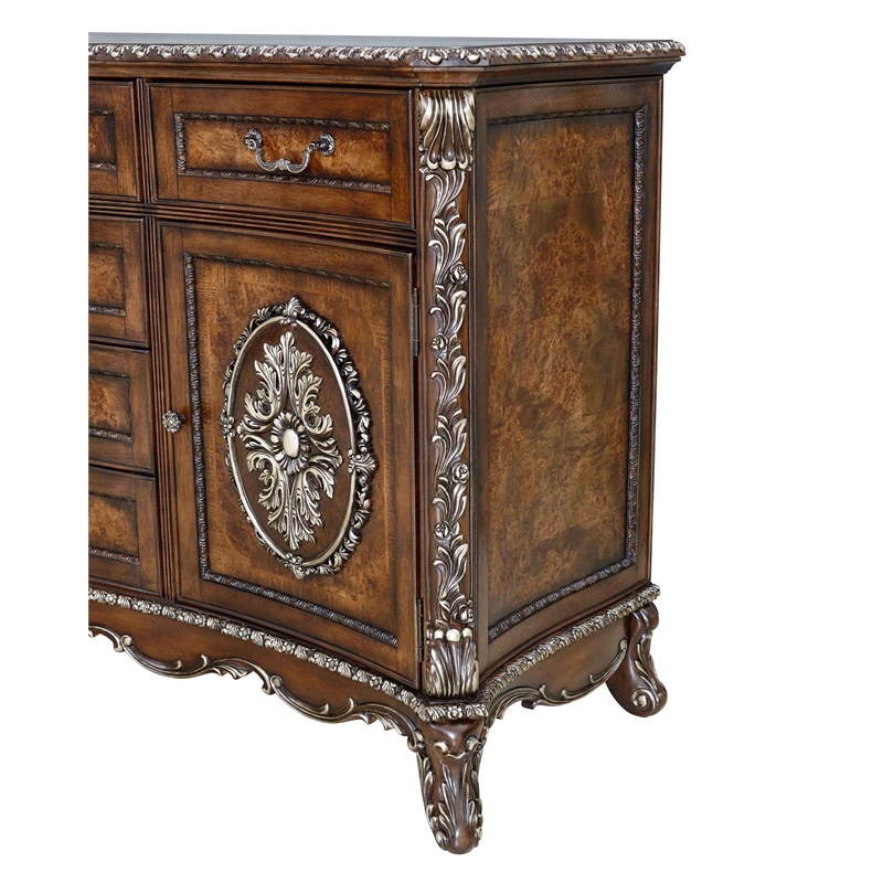 Bowery Hill Rich Cherry 6-Drawer Transitional Dresser with Double Doors