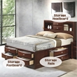 Bowery Hill Queen Storage Platform Bed in Espresso with Bookcase Headboard