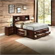 Bowery Hill Queen Storage Platform Bed in Espresso with Bookcase Headboard