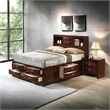 Bowery Hill Queen Storage Platform Bed in Espresso with Bookcase Headboard
