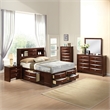 Bowery Hill Queen Storage Platform Bed in Espresso with Bookcase Headboard