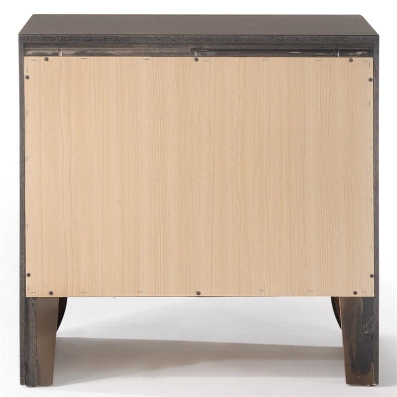 Bowery Hill 2 Drawer Nightstand with Tray in Gray Oak Finish