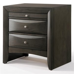Bowery Hill 2 Drawer Nightstand with Tray in Gray Oak Finish